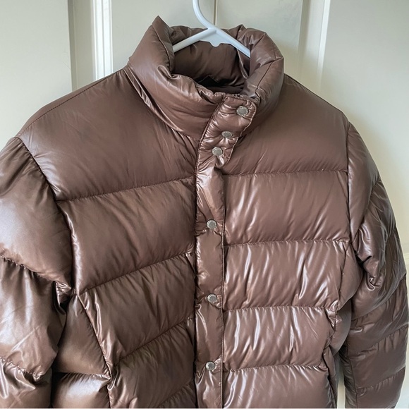 Land's End Brown Puffer Down Winter Jacket Coat Size Medium - Picture 3 of 13